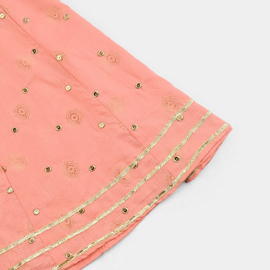 Girls Jacquard 3Pcs Hoor-Peach