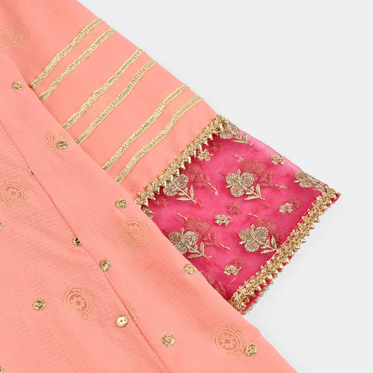 Girls Jacquard 3Pcs Hoor-Peach
