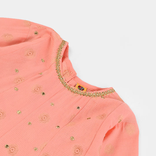 Girls Jacquard 3Pcs Hoor-Peach