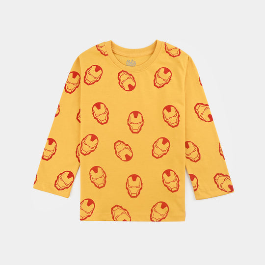 Boys Poly Cotton Jersey Night Suit -Yellow