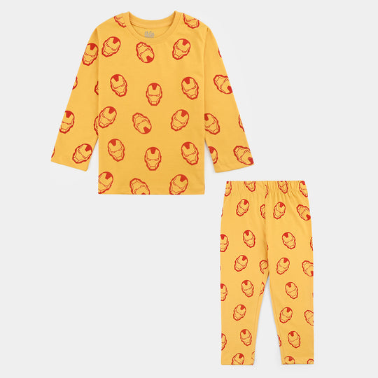 Boys Poly Cotton Jersey Night Suit -Yellow