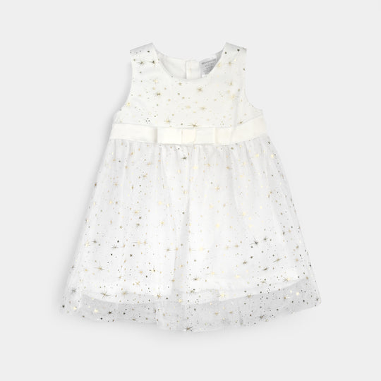 Infant Girls Frock Fancy Suit-Yellow/White