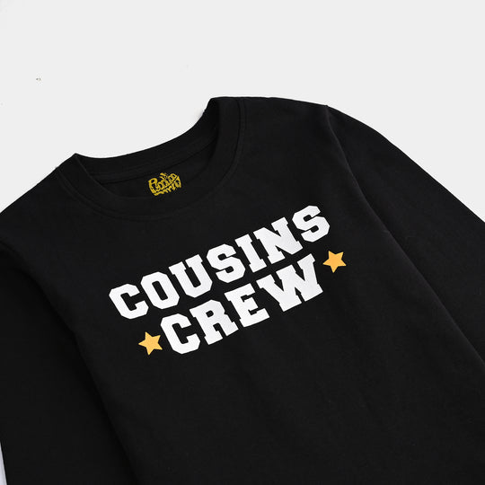 Boys Jersey/Terry T-Shirt F/S Cousins Crew-BLACK