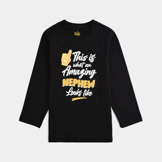Boys Jersey/Terry T-Shirt F/S Amazing Nephew-BLACK