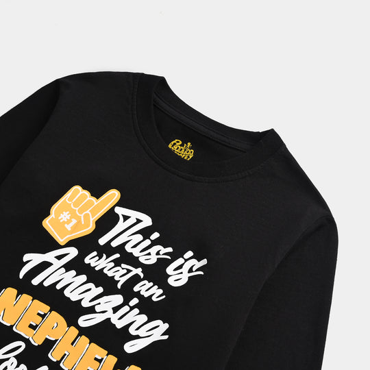 Boys Jersey/Terry T-Shirt F/S Amazing Nephew-BLACK