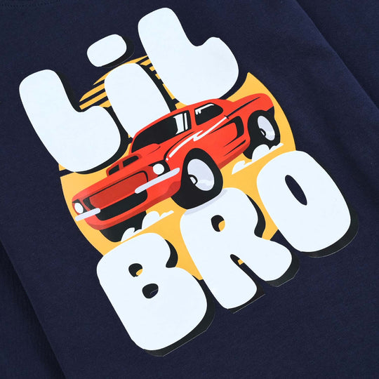 Boys Jersey/Terry T-Shirt F/S Lil Bro-NAVY