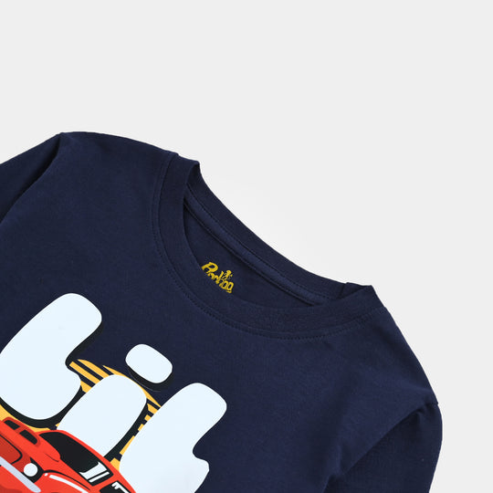 Boys Jersey/Terry T-Shirt F/S Lil Bro-NAVY