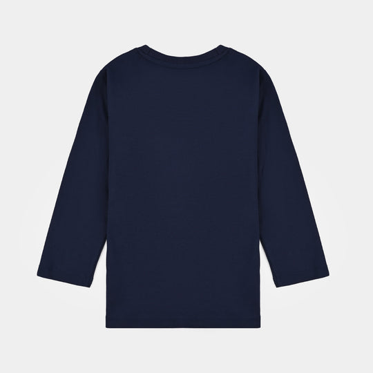 Boys Jersey/Terry T-Shirt F/S Lil Bro-NAVY
