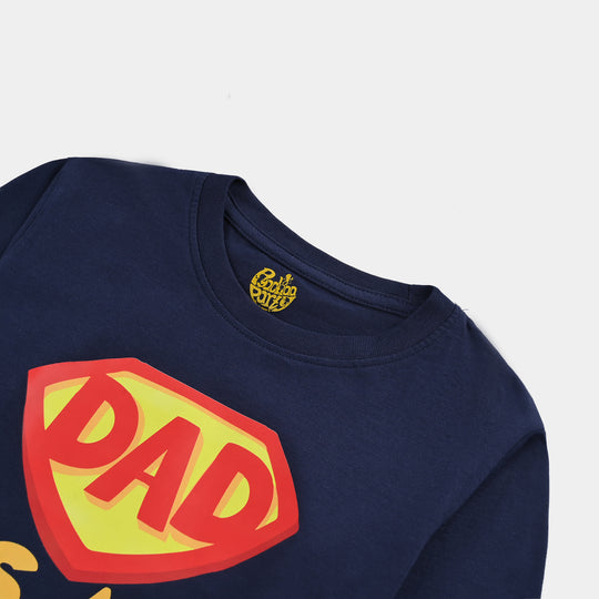 Boys Jersey/Terry T-Shirt Dad is My Hero-NAVY