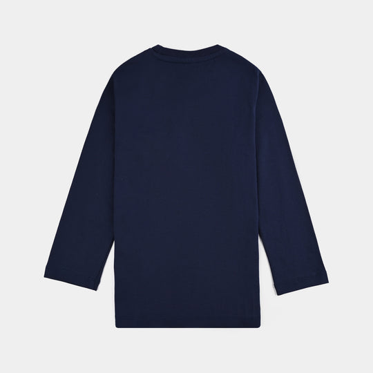 Boys Jersey/Terry T-Shirt Dad is My Hero-NAVY