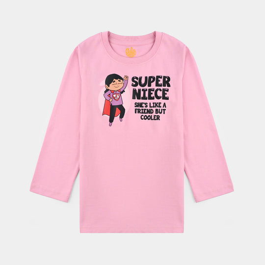 Girls Jersey/Terry T-Shirt F/S Super Niece-Prism Pink