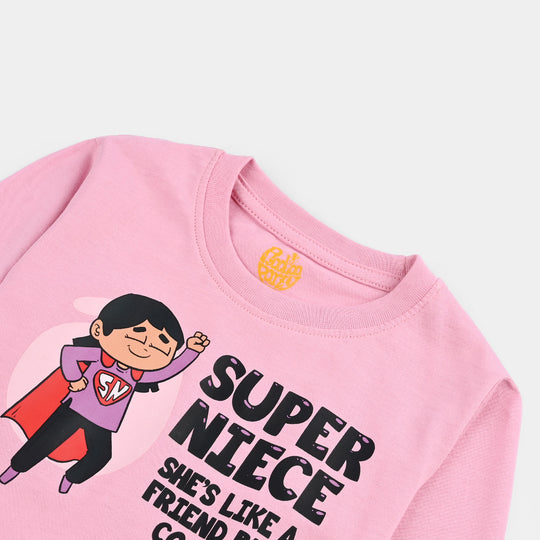 Girls Jersey/Terry T-Shirt F/S Super Niece-Prism Pink