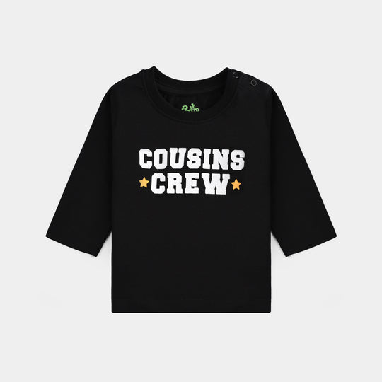Infant Boys Jersey/Terry T-Shirt Cousins Crew-BLACK