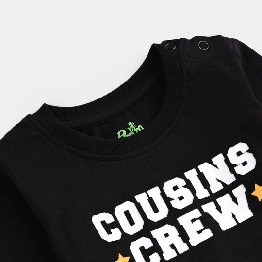 Infant Boys Jersey/Terry T-Shirt Cousins Crew-BLACK