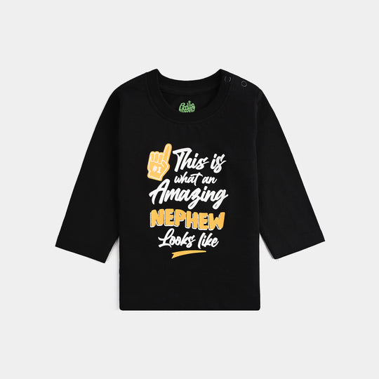 Infant Boys Jersey/Terry T-Shirt Amazing Nephew-BLACK