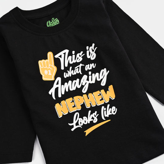 Infant Boys Jersey/Terry T-Shirt Amazing Nephew-BLACK