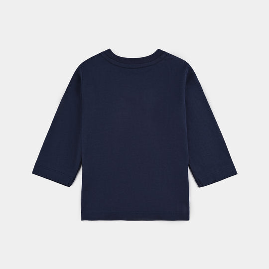 Infant Boys Jersey/Terry T-Shirt Dad is My Hero-NAVY