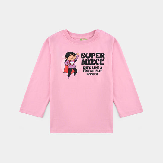 Infant Girls Jersey/Terry T-Shirt Super Niece-Pink