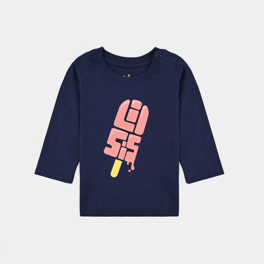 Infant Girls Jersey/Terry T-Shirt F/S Lil SIS-PURPLE