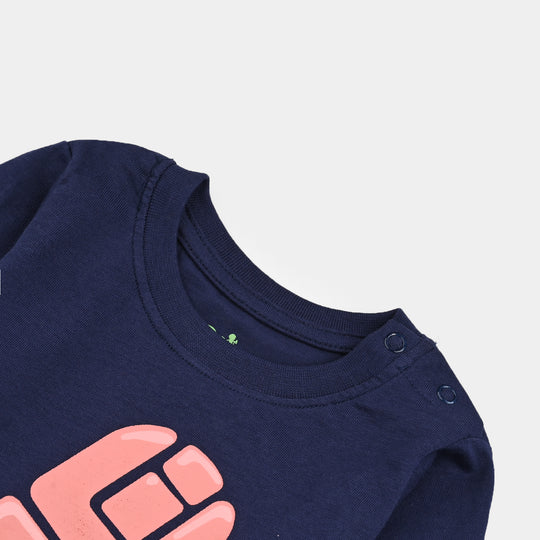 Infant Girls Jersey/Terry T-Shirt F/S Lil SIS-PURPLE