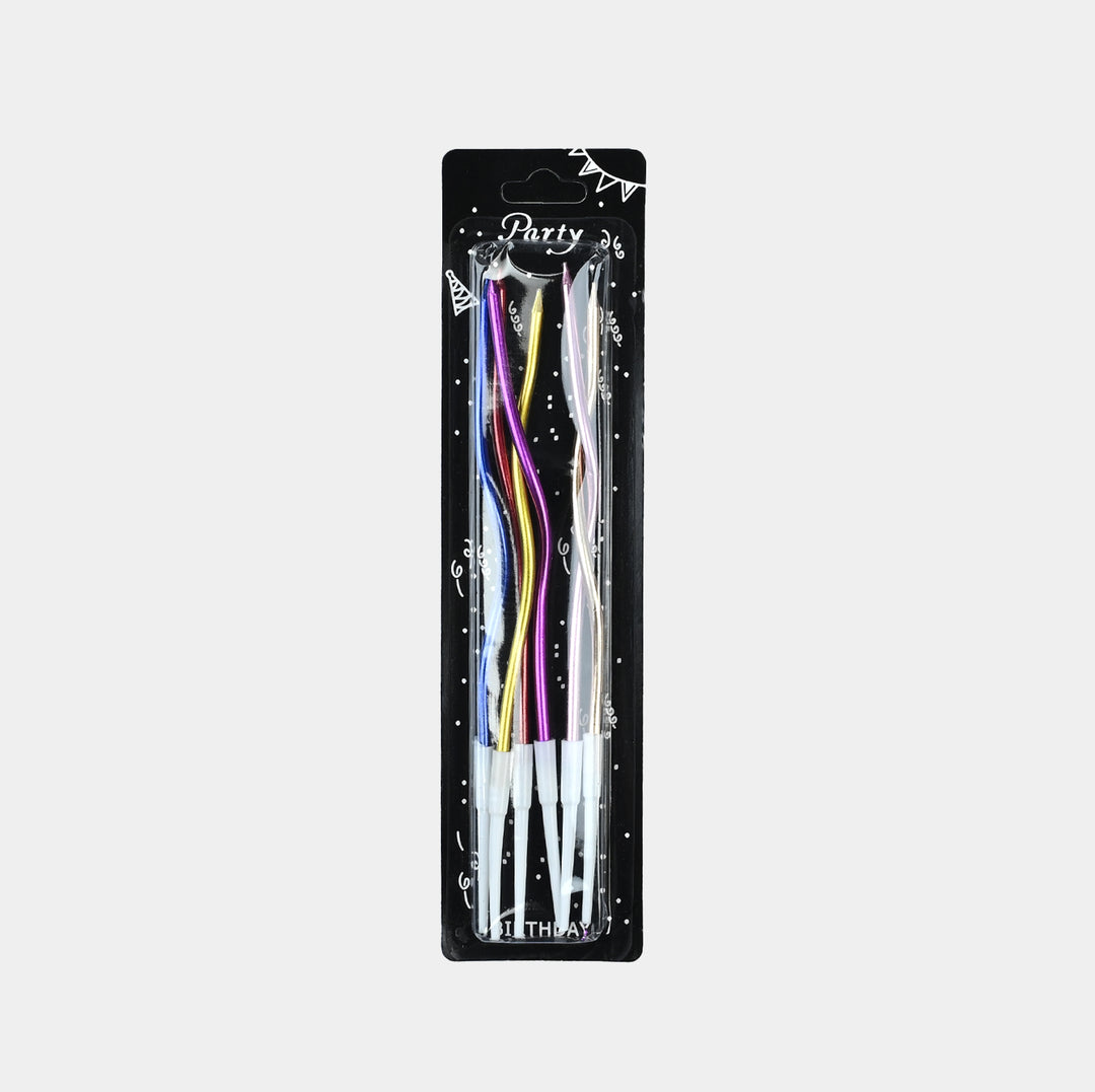 Pack of 6 Curly Candles - Multicolor