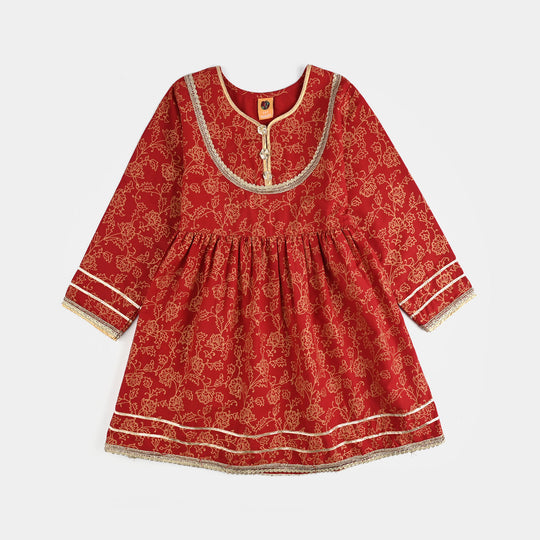 Girls Raw Silk 4PCs Mumtaz-Red