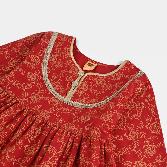 Girls Raw Silk 4PCs Mumtaz-Red