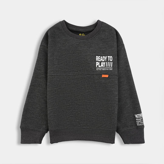 Boys Fleece Sweatshirt Ready To Play-GREY
