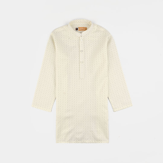 Boys Poly Viscose Kurta Pajama (Elegant)-Cream