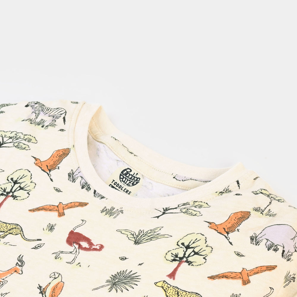 Boys T-Shirt Animal All Over - Cream