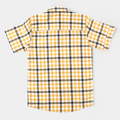 Boys Cotton Casual Shirt Character - Yellow Check