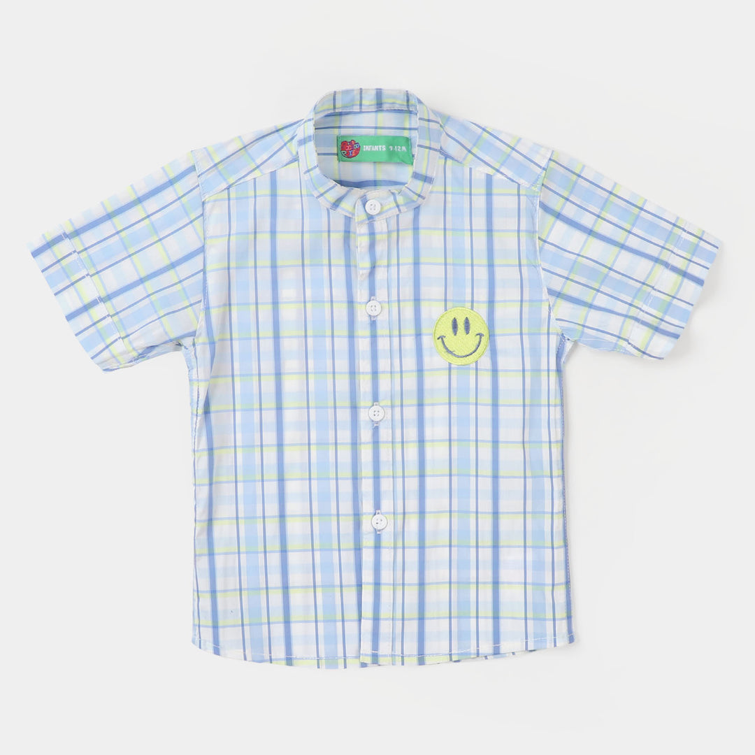 Infant Boys Casual Shirt Smiley Striper - Light Blue