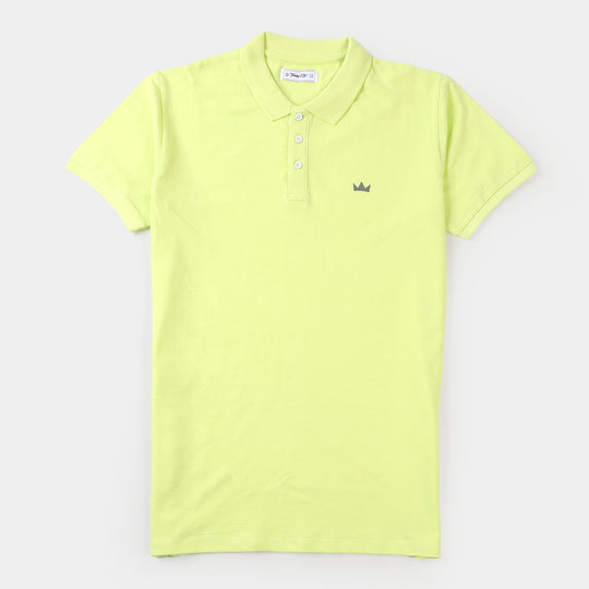 Teens Boys Cotton Polo T-shirt Basic - Sunny Lime