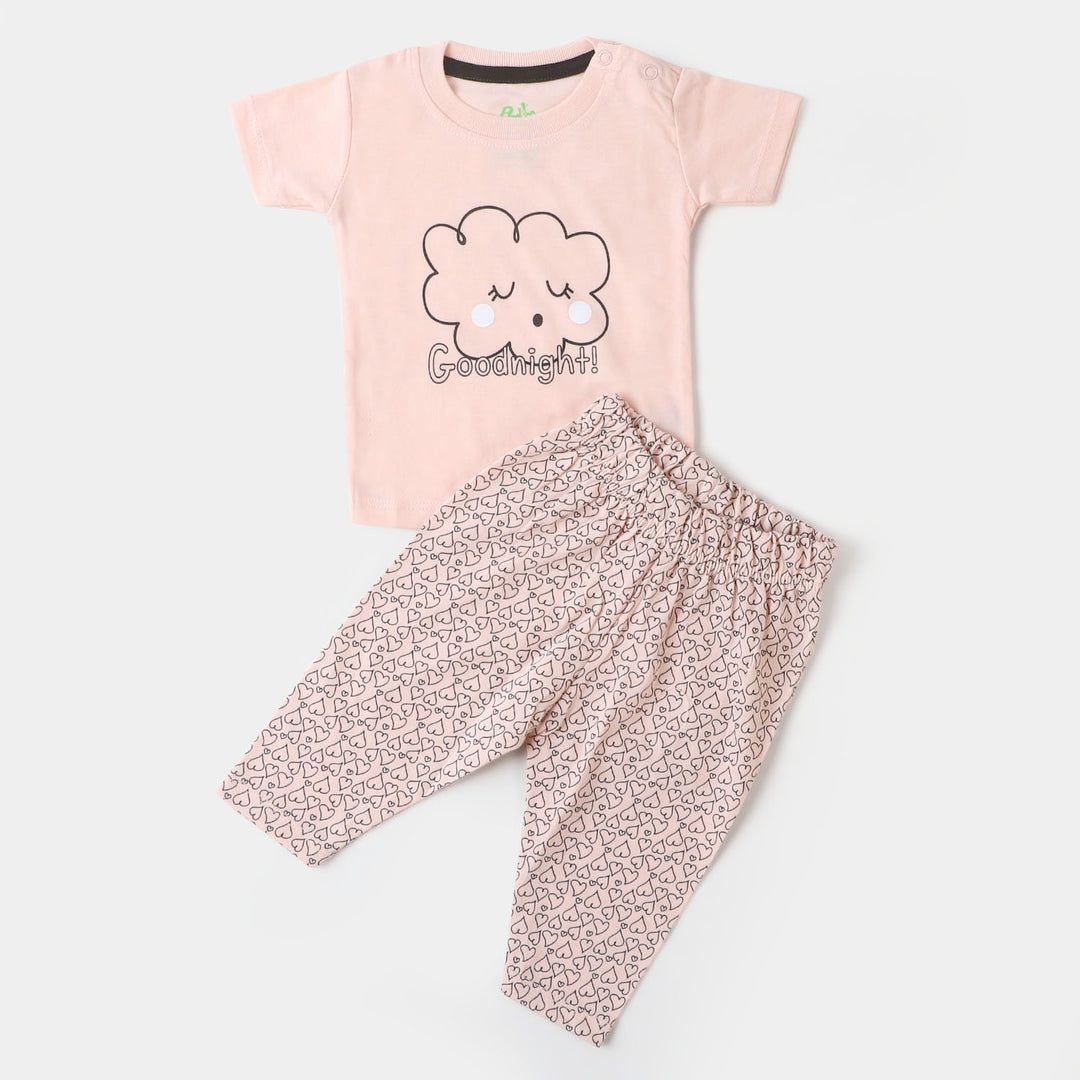 Infant Girls Knitted Night Suit Good Night - Scallop/S