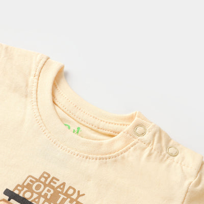 Infant Boys Round Neck T-Shirt Jeep - Cream