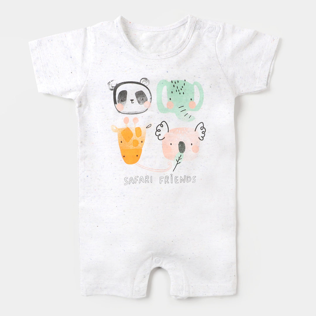 Infant Boys Knitted Romper Smiley - White