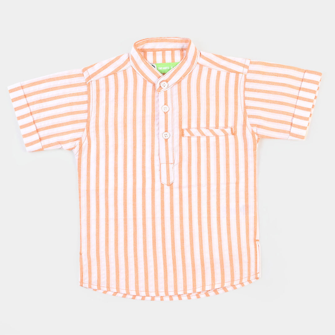 Infant Boys Casual Shirt Tunic Stripe - Peach Stripe