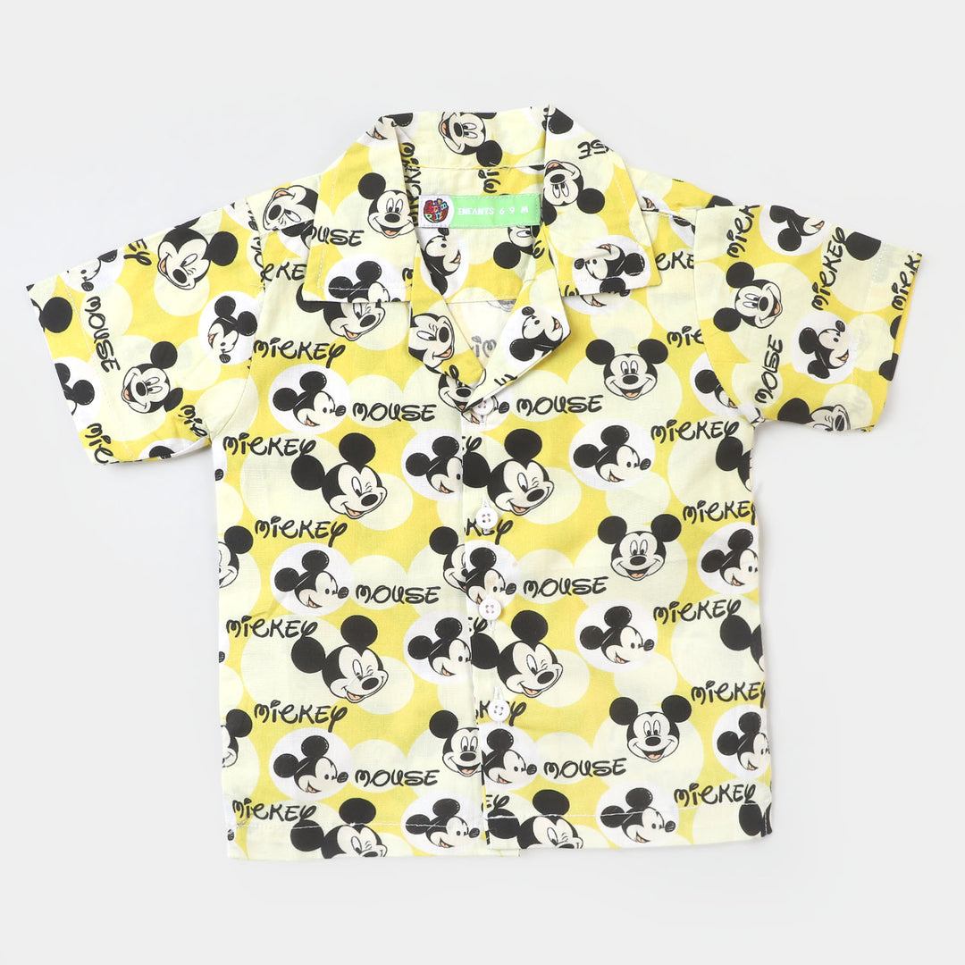 Infant Boys Cotton Casual Shirt Printed - Yellow