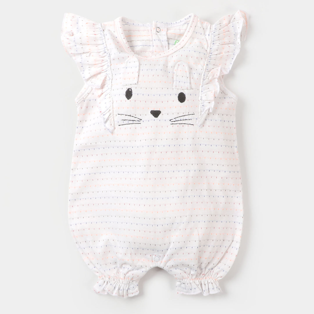Infant Girls Knitted Romper Bunny Face - Peach Melba