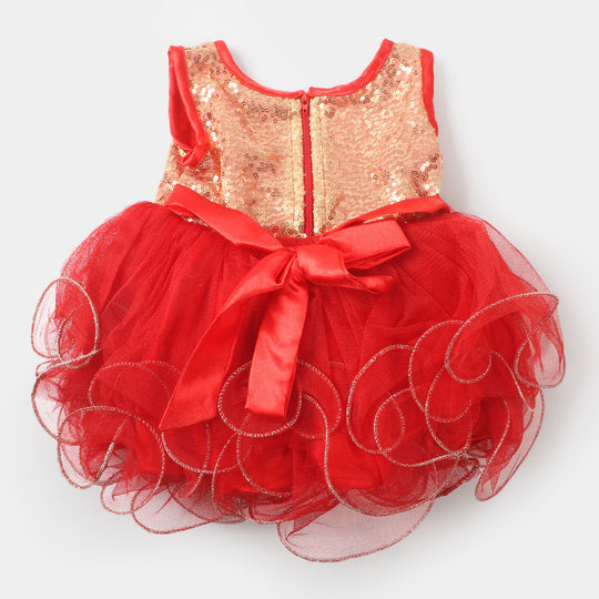 Infant Girls Fancy Frock Shinning Star - Red