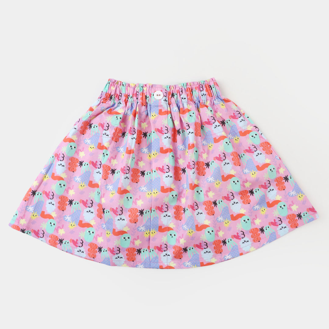 Girls Digital Print Casual Short Skirt - Multi