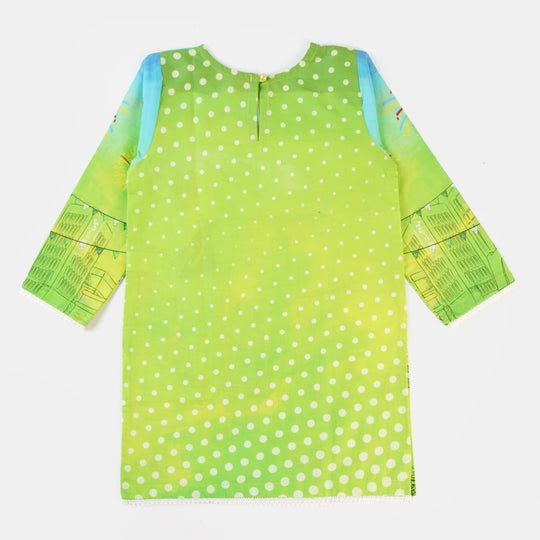 Girls Cotton Independence Kurti Azadi Celebration - Green