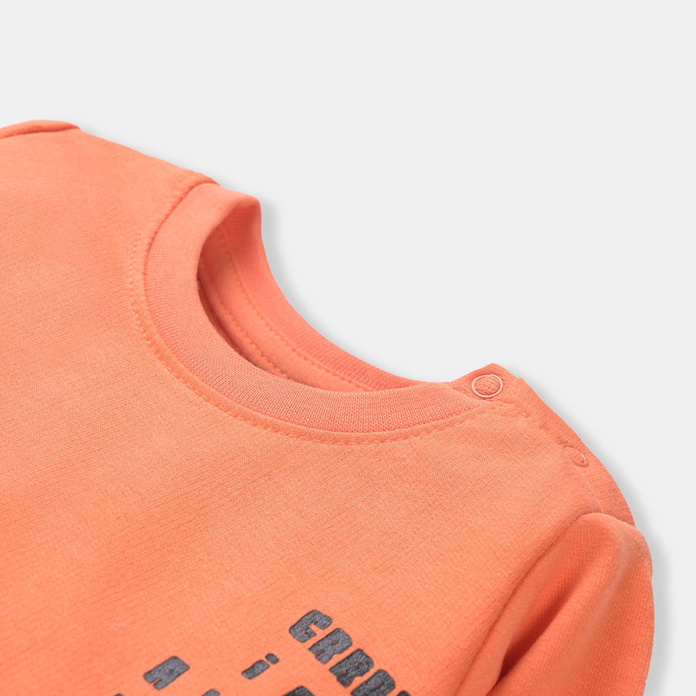 Infant Boys Fleece Sweatshirt Little Monster-Celosia Orange