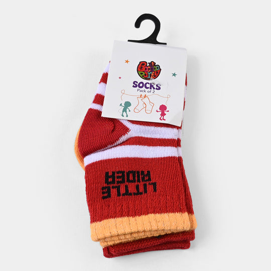 Infant Boys Socks Pack of 2 Little Rider -Red.Yellow