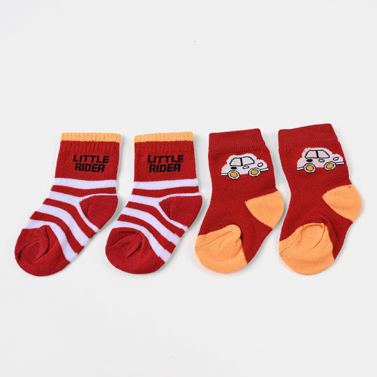 Infant Boys Socks Pack of 2 Little Rider -Red.Yellow