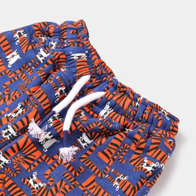 Infant Boys Fleece Pajama Tigers-Navy Blue