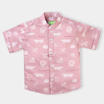 Infant Boys Cotton Poplin Casual Shirt Animal-Coral