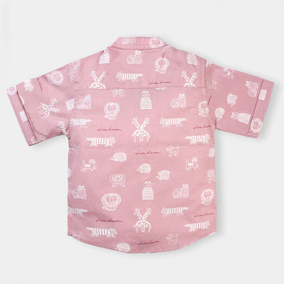 Infant Boys Cotton Poplin Casual Shirt Animal-Coral