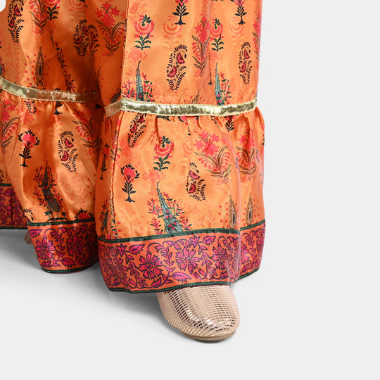 Girls Raw Silk 3PCs Suit Noor-e-DIL -Hot Pink