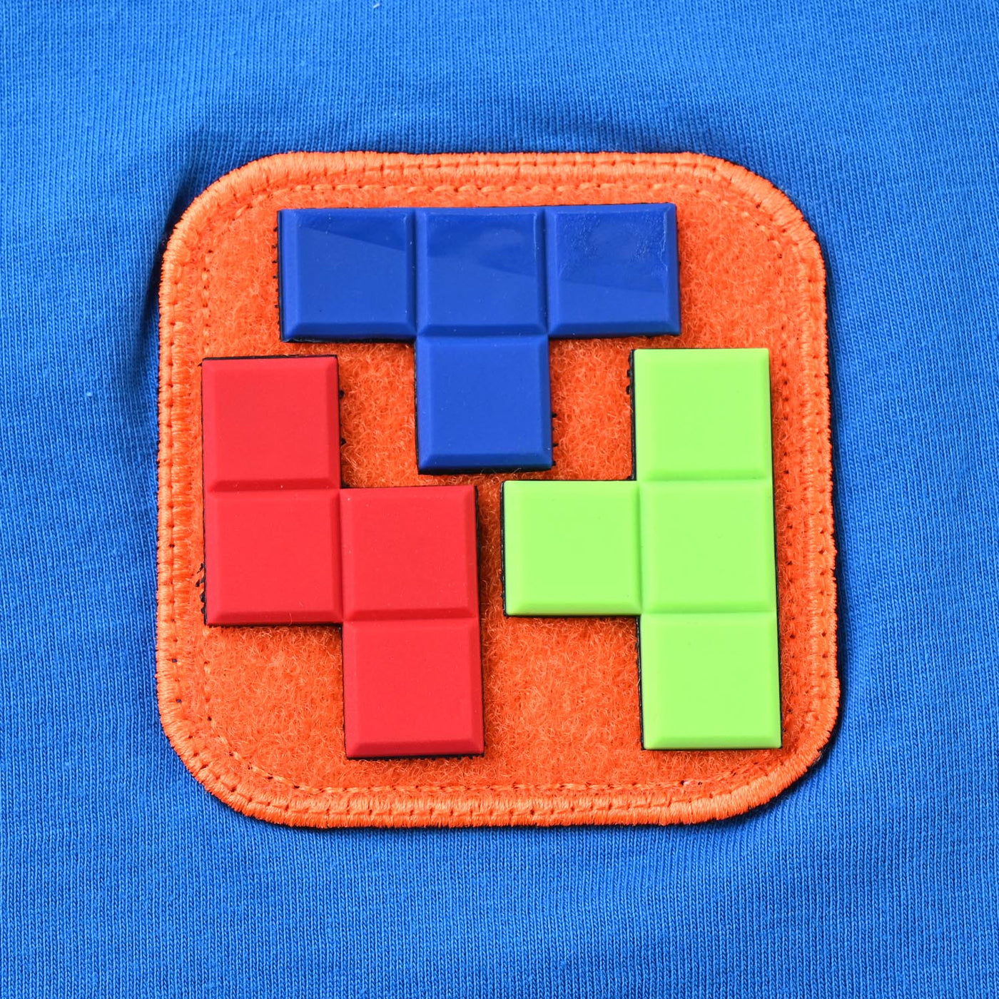 Boys Slub Jersey T-Shirt H/S Velcro Tetris-B.Blue